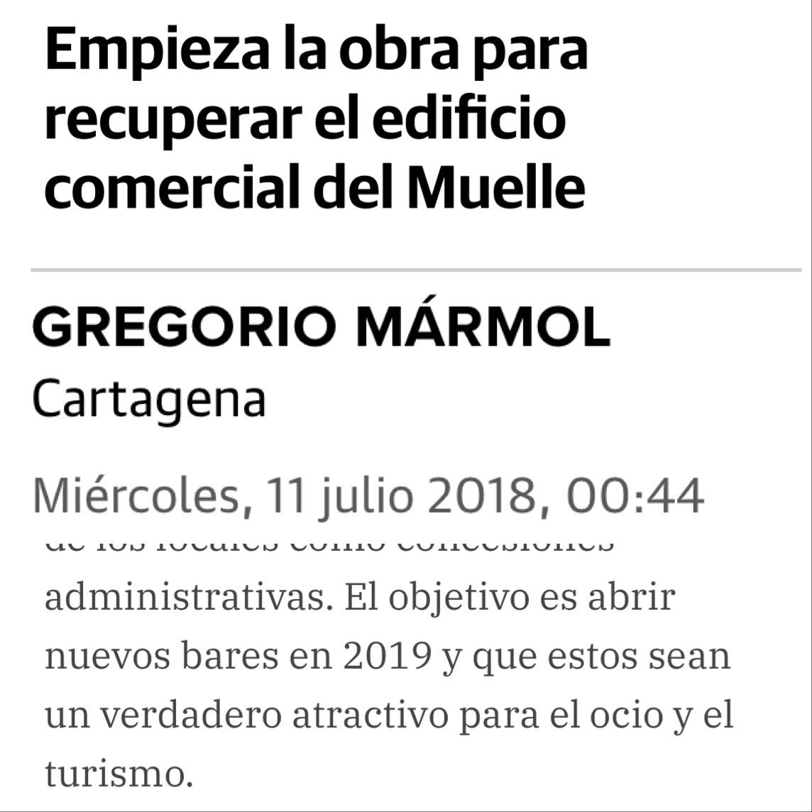 pepelopezct's tweet photo. Sigan, sigan.

Hoy es noticia que @PuertodeCtg abre un proceso para adjudicar la gestión del edificio comercial.

En 2019 lo fueron los últimos retoques.

En 2018 que empezaba la obra para abrir en 2019.

Y así todo lo que toca el  #PP en #Cartagena.

#LaTrinca presumirá en 2021 https://t.co/vkypvDesIg