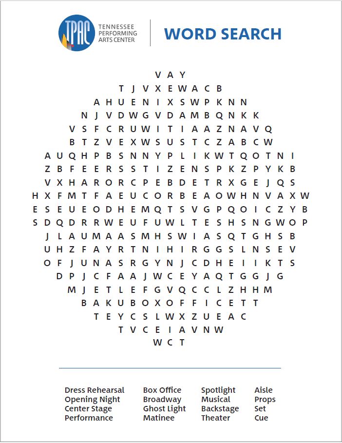 Tpac Who S Up For A Word Search Print Off Our Tpac Word Search And Let Us Know If You Find All The Theatre Terms Tpacdailyintermission T Co Xyz4xogdth