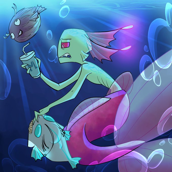Minimoose is a blowfish, Gir a Humpback Anglerfish and Zim a mermaid ajjaaj...