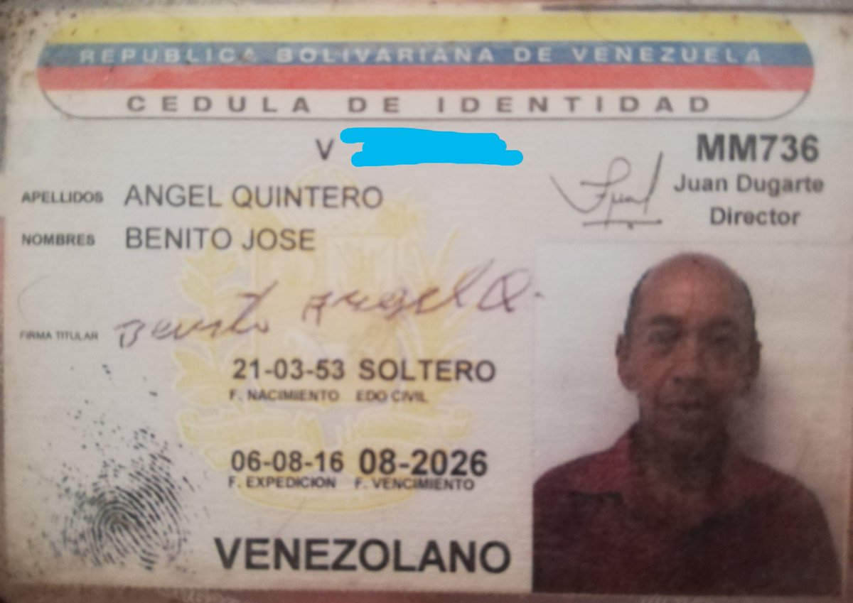 Bo_Maldonado's tweet photo. ¡Por favor difundir! Tengo la cédula del Sr Benito José Ángel Quintero y su tarjeta del @BcodeVenezuela. Los amigos de lo ajeno dejaron su billetera frente a mi casa. #Catia. Twitter, haz tu magia ✨ https://t.co/WhsMTFaDo2