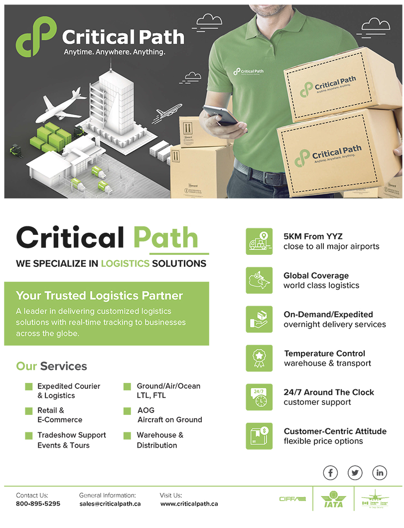 CriticalPathLtd's tweet image. Check out our ad in the 2020 spring issue of The Forwarder:

bit.ly/3fIWTsu

#Mississauga #Toronto #Courier #Couriers #Shipping #Logistics #SupplyChain #Aviation #Warehousing #Transportation #Transport #ColdChain #TempControl #3PL