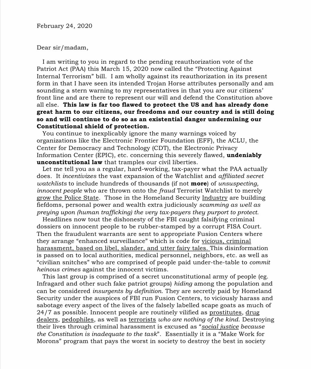 karen_kams56's tweet photo. #REMINDER #CALLYOURREPS starting May 10 2020 to DEMAND they NOT REAUTHORIZE the scam #PAA #PROTECTAMERICAACT (PREY ON AMERICA ACT) being used to MURDER INNOCENT AMERICANS #GLADIO #WARONAMERICA #INSURGENTS #GUERRILLAWAR #FBITRAITORS #FUSIONCENTERTRAITORS #INFRAGARDTRAITORS https://t.co/QsoC7PVI8b