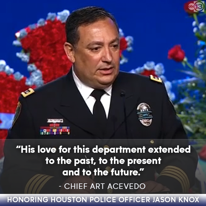 abc13houston's tweet photo. Honoring Officer Knox💙
@ArtAcevedo had some beautiful and amazing words about Officer Jason Knox. He praised his dedication and passion for law enforcement and the community
Watch now: https://t.co/3wGbpL9sSP #75Fox #RIP https://t.co/ElShoBAfof