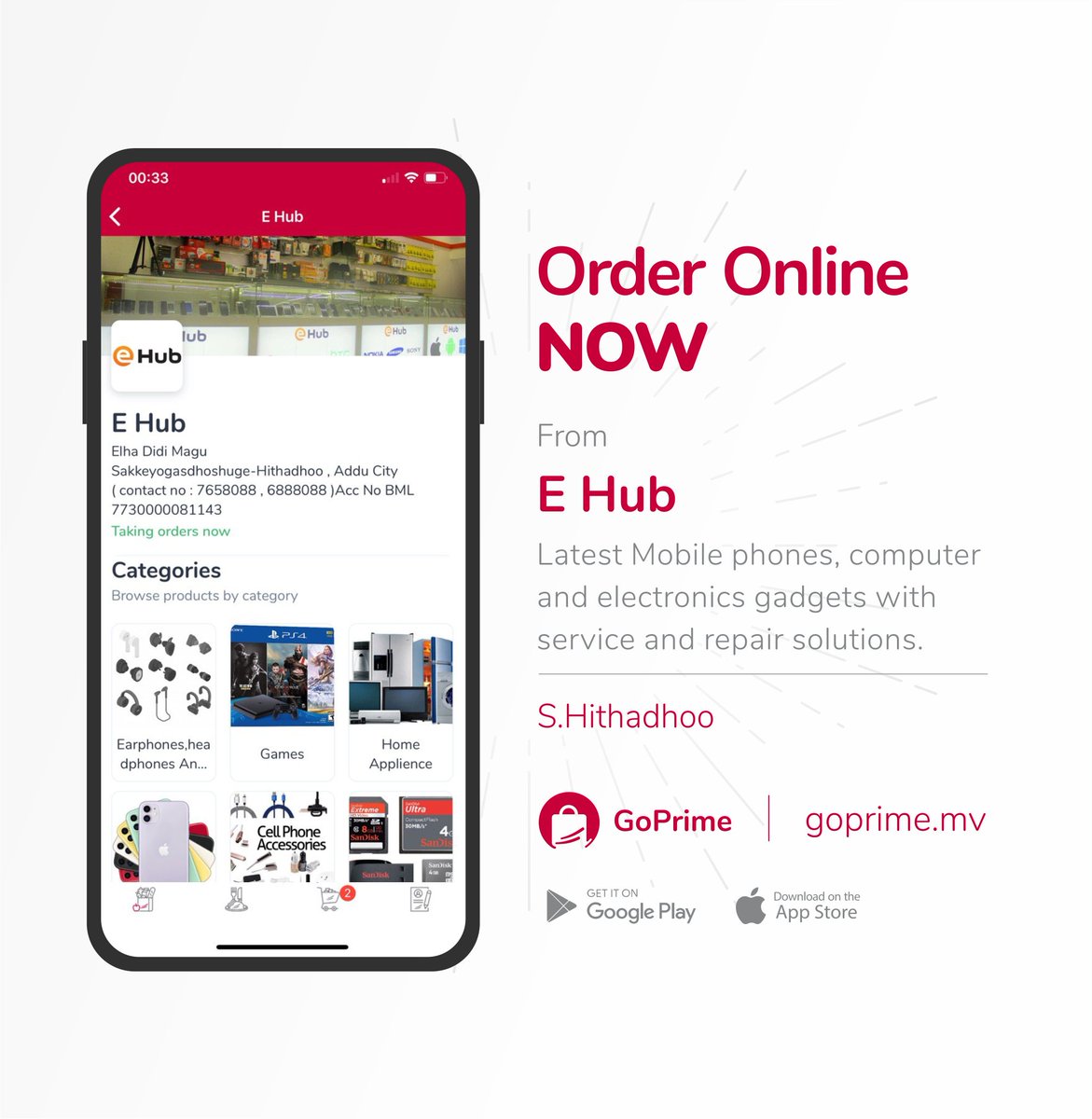 GoPrimeMv's tweet photo. Order Grocery, personal care products and electronics in Addu on GoPrime

@AdduCityCouncil @adduonline 

#StayHome #StaySafe https://t.co/XXQfJo5u29