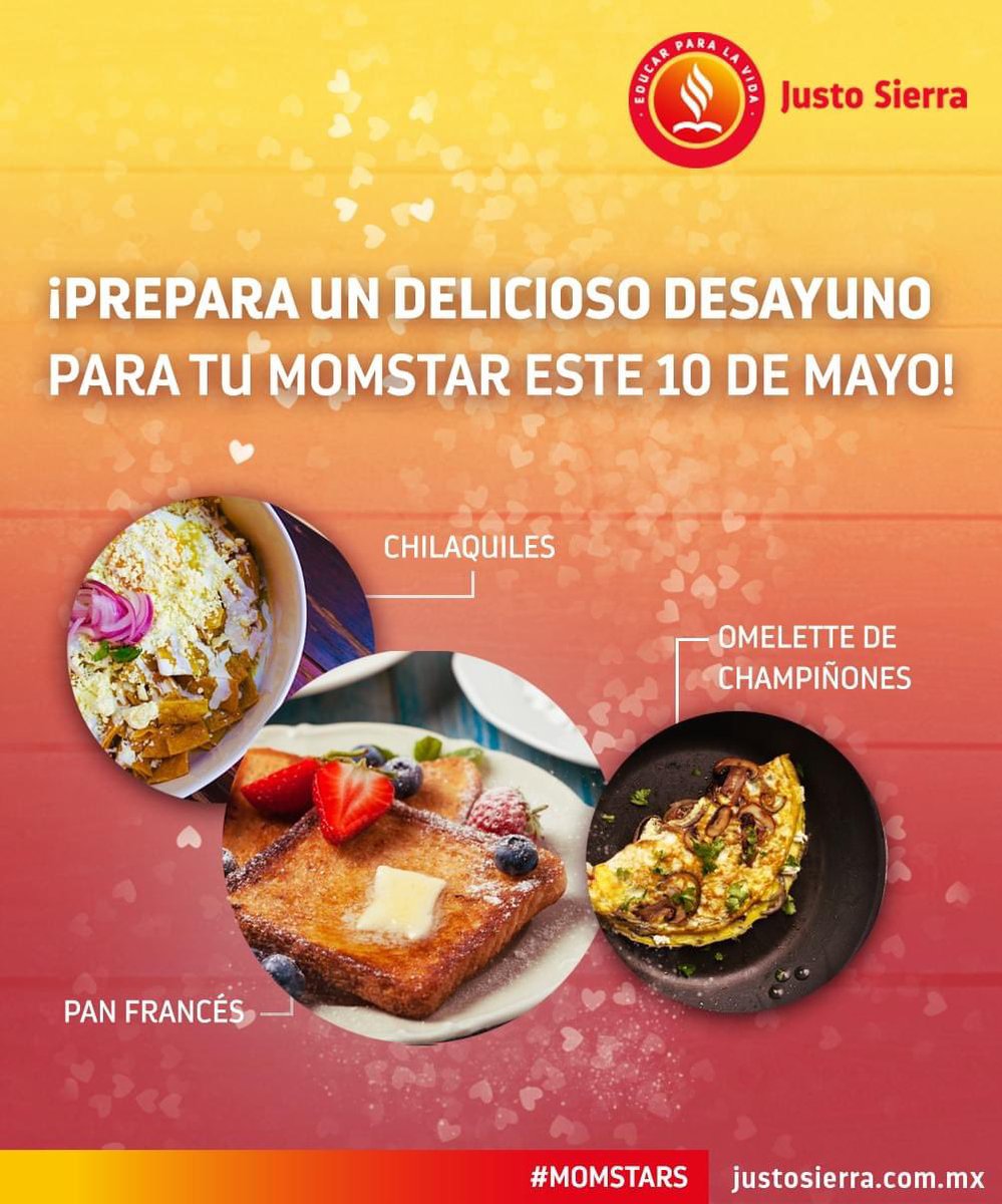 JustoSierraOfi's tweet photo. ¡Queremos que pases el mejor 10 de mayo con tu MOMSTAR! Te dejamos estos links para que puedas conocer la receta y preparar paso a paso esta hermosa sorpresa.
#MOMSTARS
Pan Francés: https://t.co/g8YtcUE80i
Omelette: https://t.co/SkKzJMIVLZ
Chilaquiles: https://t.co/ZikEkVjy1Z https://t.co/LxHU6gkOba