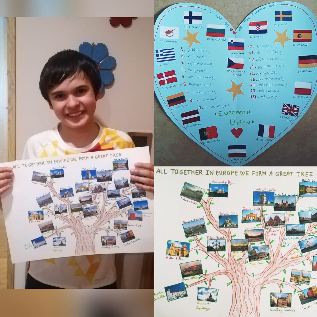 _lainmaculada's tweet photo. Our year 6 kids have made beautiful drawings and crafts to remember today is #Europeday #Europeflags #DíaDeEuropa #9thMay #9mayo https://t.co/k3T3QcnG3M