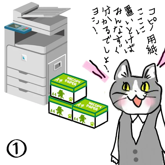 コピー用紙の置き場を巡る攻防 #現場猫 