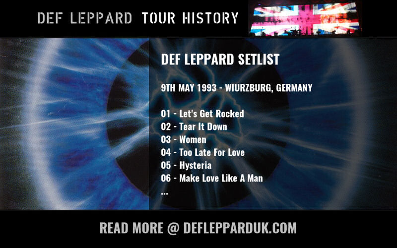 Def Leppard's 1992 Adrenalize album and a concert setlist.