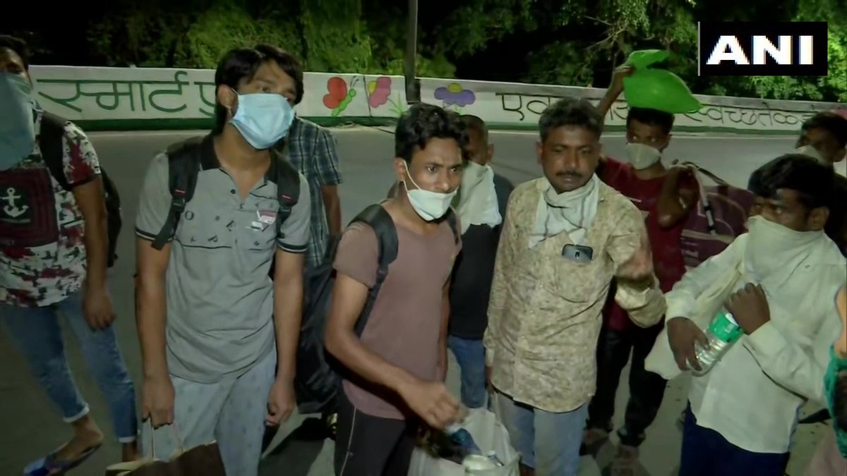 ANI's tweet photo. Maharashtra: A group of migrant workers from UP, living in Pune's Kondhwa, is walking back to their home state - covering a distance of over 1300 km on foot. One of them, Rajesh says, "We've no food left. If we go to our village,we'll at least be able to do farming&amp;eat something" https://t.co/nxsFWszYMh