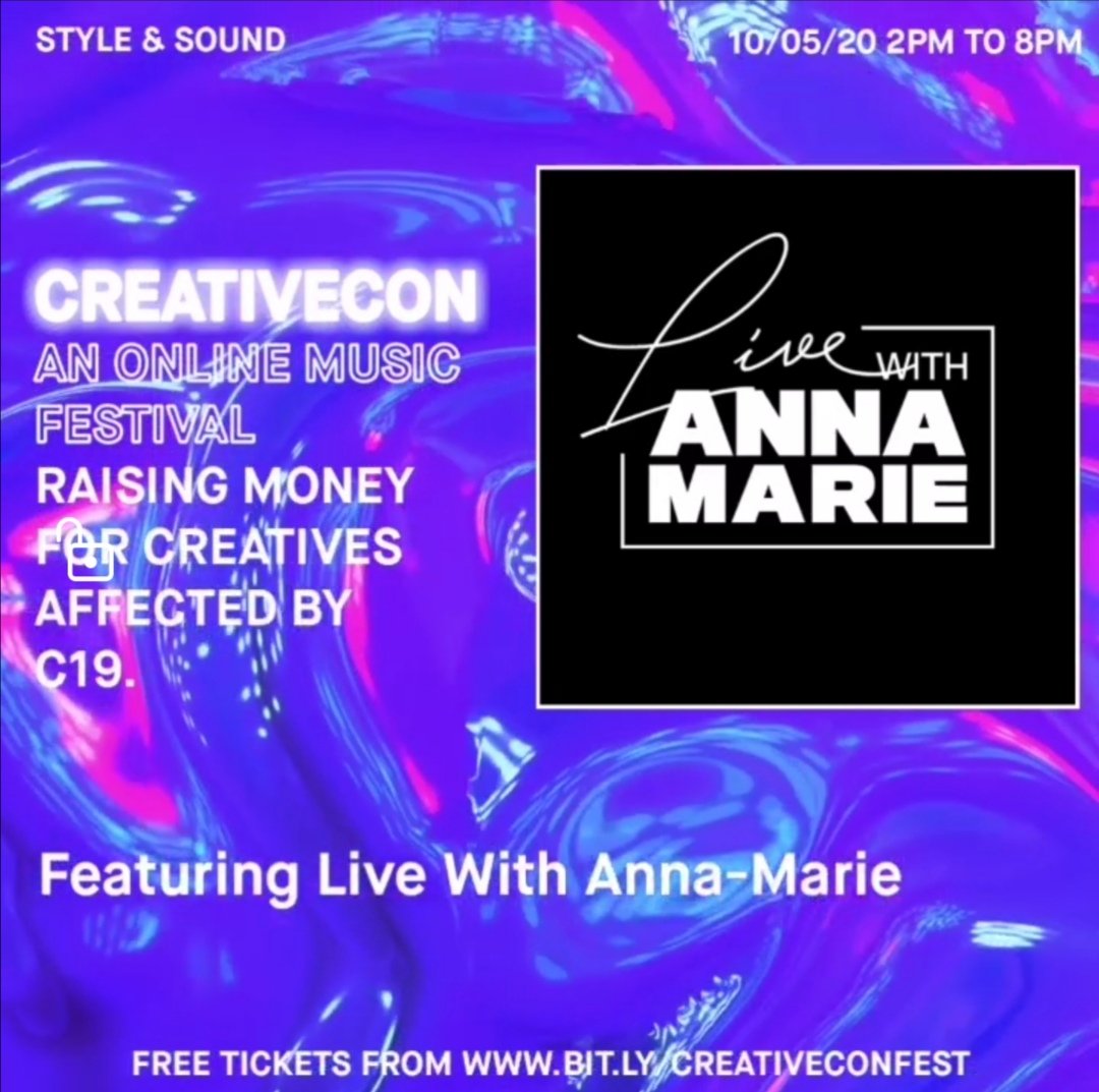 LiveWithAM's tweet photo. Exciting stuff!

#LiveWithAM will be at CreativeCon tomorrow from 2 - 4pm with some special performances and games!

We're raising money for creatives who were affected by C-19.

Register for your free ticket here: https://t.co/PwG4IHMWss https://t.co/FR61pxyKNp