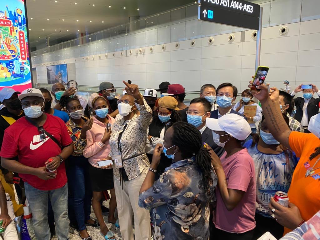 Serem_JC's tweet photo. It was my joy to see off 165 Kenyans who flew back home via @KenyaAirways KQ 883. The Embassy and Chinese authorities were on the ground to support with travel documents' verification and reissue of lost or expired travel documents. I'm extremely proud of this team. https://t.co/dNO488SCUm