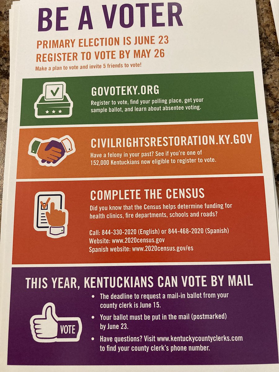 NKY_KFTC's tweet photo. #Thankful for local folks handing out these #voterreg/#Census2020/#votebymail in #Kentucky! #KyPrimary #kyelect #WeChooseKy #nky #lovethecov #newportky https://t.co/OhAxtB2xCU