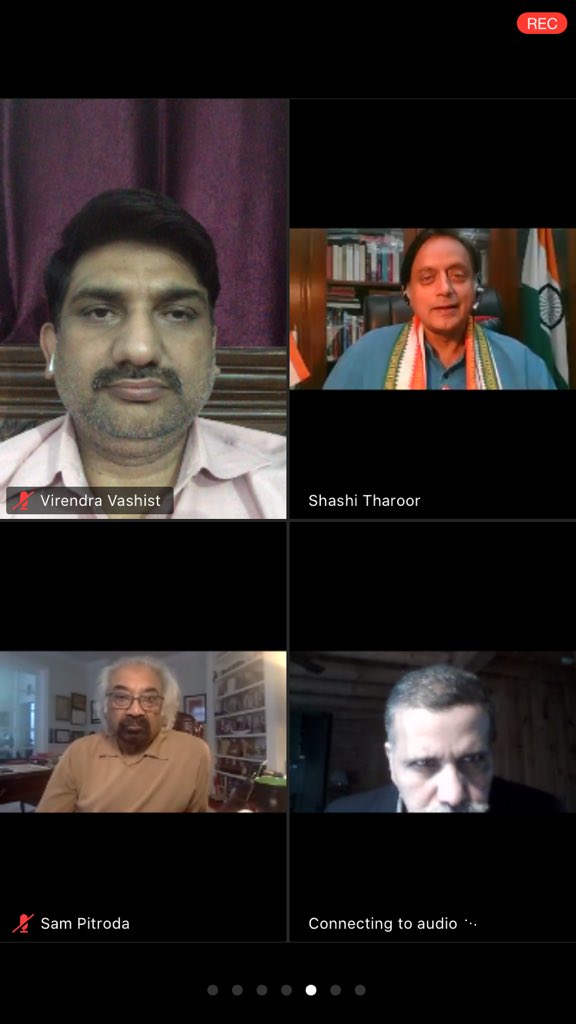 VashistVirendra's tweet photo. #IndianOverseasCongress 
We had an interactive session with honourable Member of parliament Mr #Shashi_Tharoor ji,in presence of our honourable Chairman IOC Mr #Sam_Pitroda ji and many IOC leaders worldwide. https://t.co/klpZZFvVsN