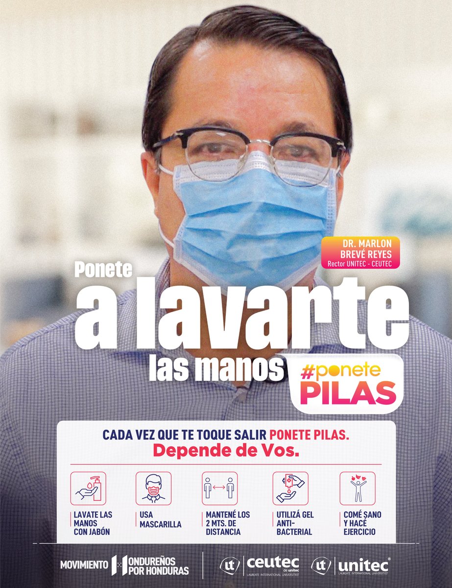 En UNITEC y CEUTEC nos sumamos al movimiento “Hondureños por Honduras” 🇭🇳. 

#PonetePilas para combatir esta pandemia 😷.