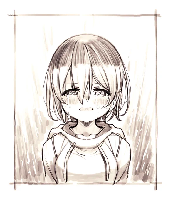 泣き顔結構描いてる気がしたけど全然そうでもなかったぴえん...
 #ホロり涙 