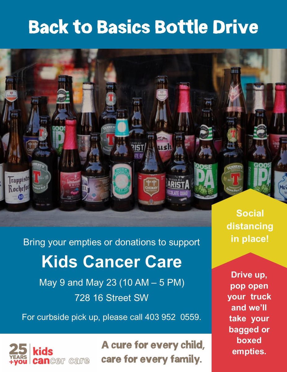 lokeydale's tweet photo. Don’t forget that today’s the day to take all those bottles in, especially the ones collected during COVID. This all goes to help @KidsCancerCare for families with Littles battling this dreadful disease. They need it more than ever now!! https://t.co/KxyQKCaVne