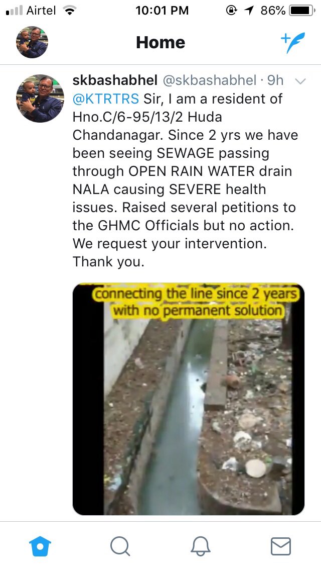 RPSHAIK's tweet photo. @KTRTRS till date no one has taken efforts to solve this. It posses great threat of Dengue/Malaria. 6 month baby, few kids &amp; senior citizens resides next to this Drainage. Till date GHMC never cleaned. Sir we humbly request you to please help us. We are struggling from four years https://t.co/XRyKramMmK