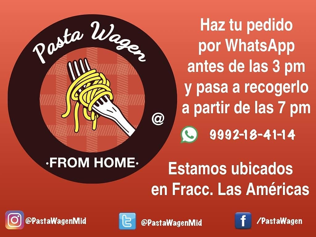 PastaWagenMid's tweet photo. Olvídate de la cena, nosotros te la tenemos lista a partir de las 7 pm!

Haz tu pedido por WhatsApp al 9992 18 41 14 https://t.co/o3RXn8x8Cb