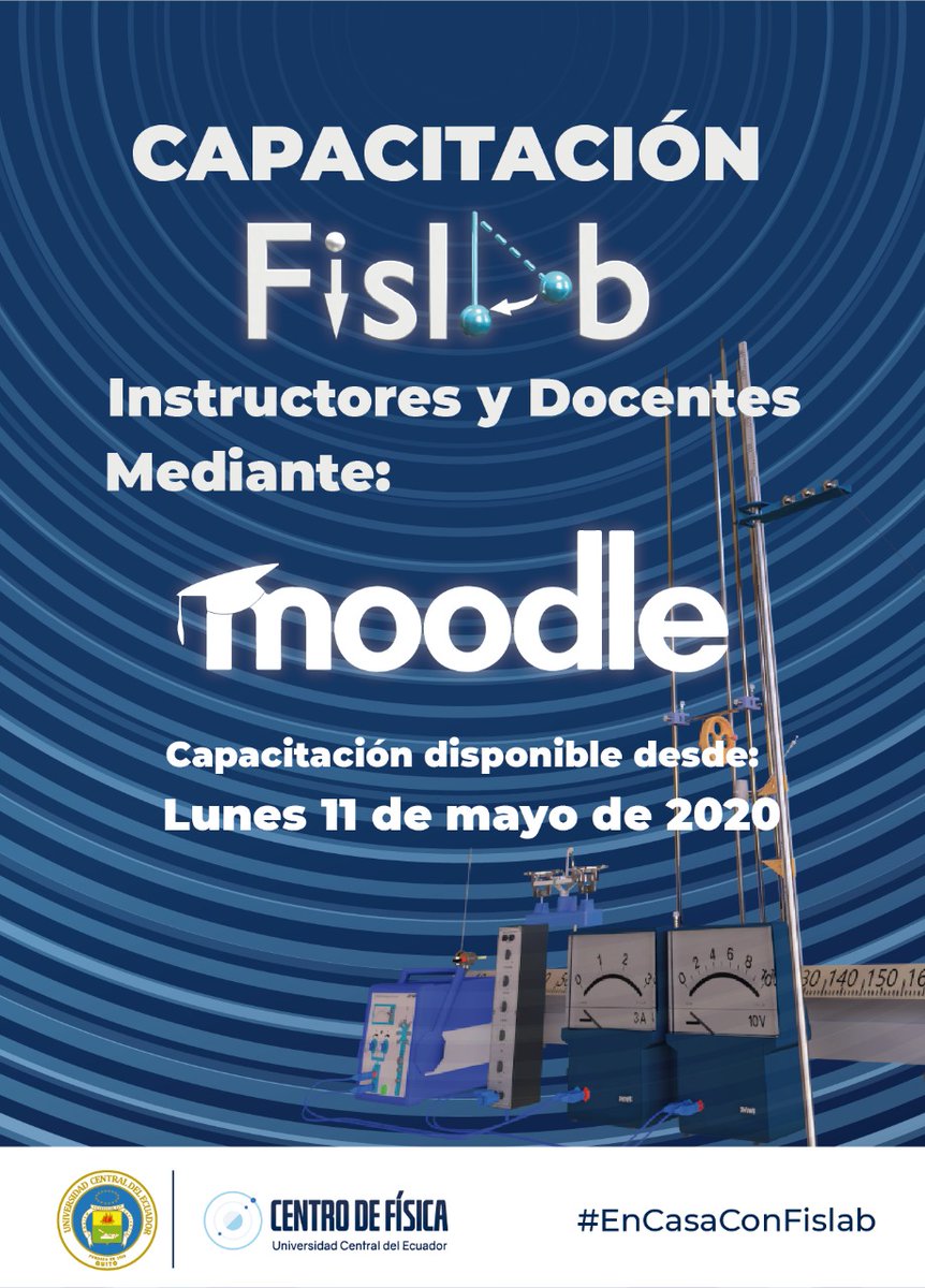 FisicaUce's tweet photo. Instructores y docentes de @lacentralec 
Invitamos a la capacitación de #Fislab que estará disponible desde el 11 de mayo de 2020. 🤩

#EnCasaConFislab https://t.co/qte76vF1pR