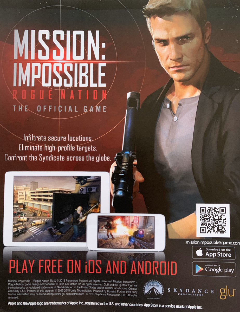 The Mission: Impossible - Rogue Nation mobile game (2015) was still working on iPhones and iPads until very recently. 13/
