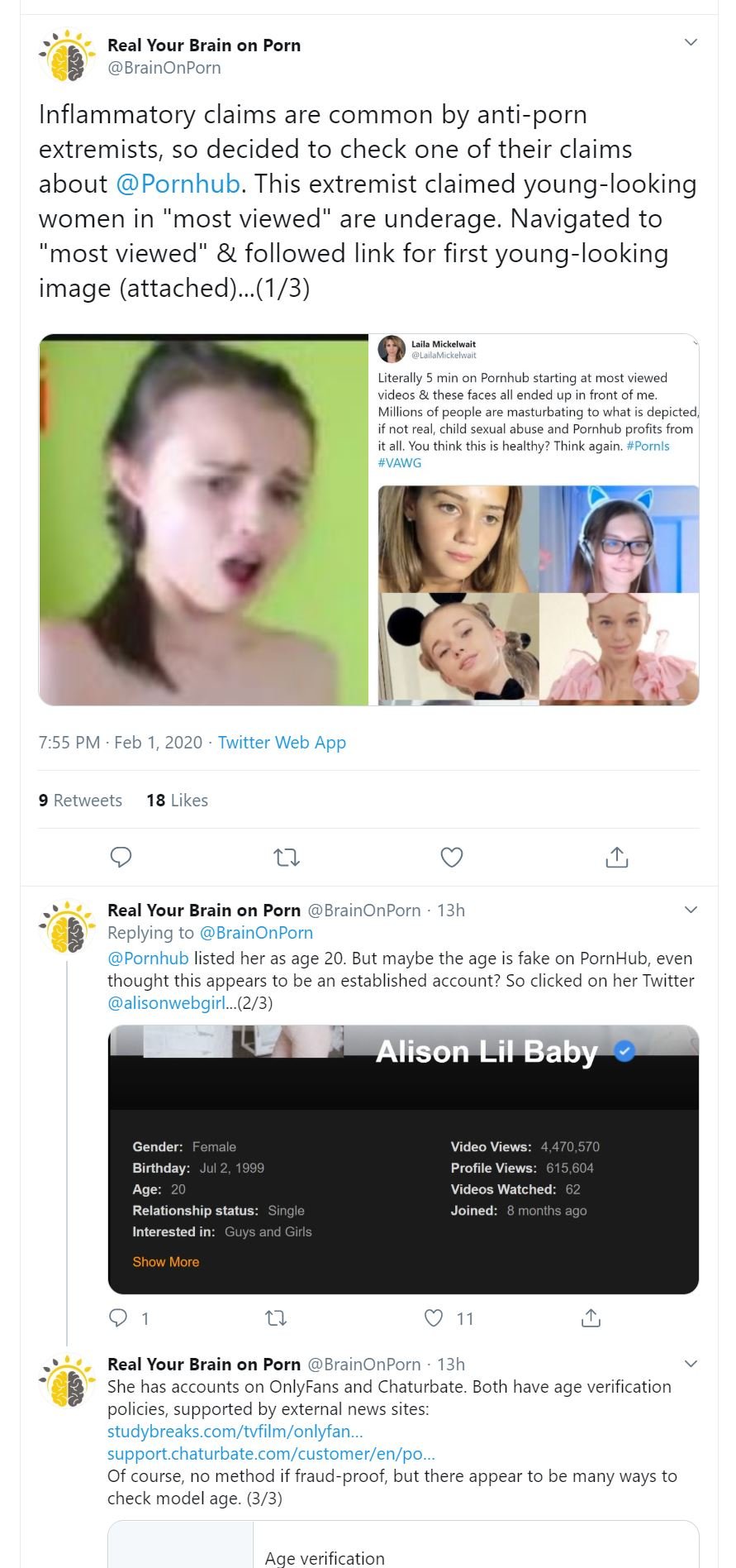 Your Brain on Porn on X: Porn industry shill RealYBOP (Nicole Prause) has  been on the warpath, attacking @LailaMickelwait while tweeting support for  Pornhub. See: t.coKZMJT8klDu No surprise as Prause attends  exclusive