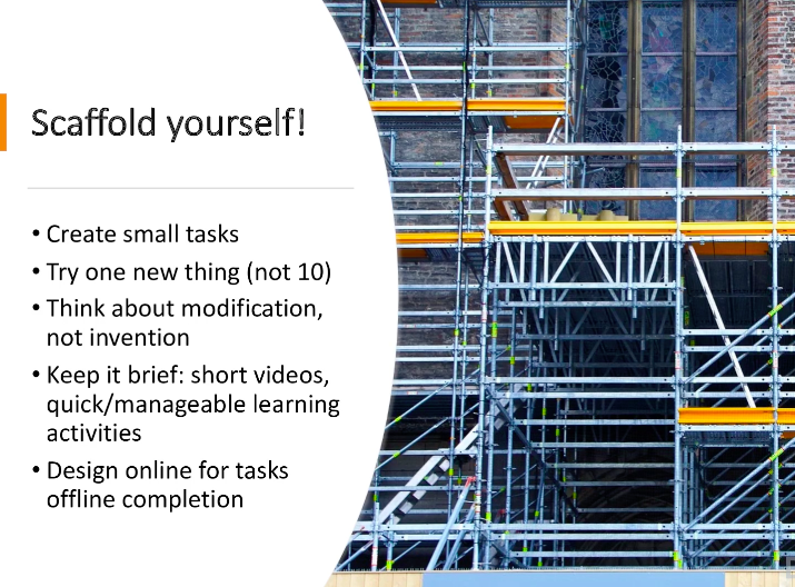 HSeslteacher's tweet photo. Some great advice from @maggiesokolik about online instruction. #CATESOLvirtual20 https://t.co/j1vW0YtKyi