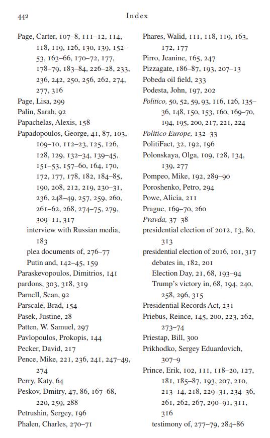 HolisticPsy1's tweet photo. Proof of Collusion:
How Trump Betrayed America 

By SethAbramson 

This book is so loaded with facts about the ties between 🔴#TrumpRussia and his 🔴#TreasonTeam
 
Four more pages just of the Index:  
N, O, P, Q, R, S..

Check it out!

https://t.co/IrrD9gpOEQ https://t.co/HzEFqCyQ27