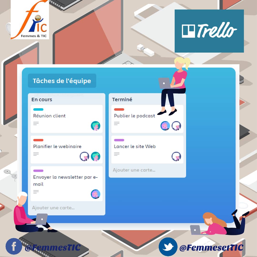 FemmesetTIC's tweet photo. Qu'il s'agisse de gérer une équipe pendant le confinement ou de planifier les retrouvailles avec vos proches après le confinement, #Trello est un outil idéal pour être organisé.
Lien: https://t.co/j8jafCJnUu
TIC, Challenge, Innovation, Divertissement !
#FemmesTIC #StopCovid19 https://t.co/YzMCE55a2w