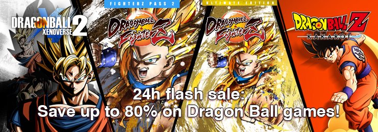 #DragonBall oyunlarında %80'e varan indirim! Dragon Ball FighterZ ve yeni Dragon Ball Z #Kakarot'ta yolunuza çıkan her şeyle savaşın ve Dragon Ball #Xenoverse 2'da devasa bir dünyada dolaşın ve zaman yolculuğuna çıkın! Hepsi popüler anime serisine dayalı! bit.ly/2WmdIBX