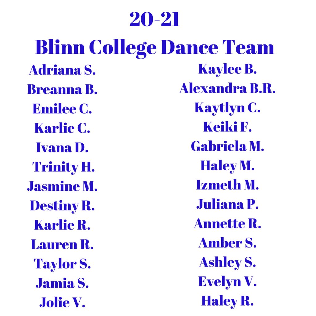 blinndanceteam's tweet photo. So beyond excited to introduce the Blinn College 2020-2021 Dance Team💙⚓️ #livinginthenow https://t.co/QbtulGXQIE
