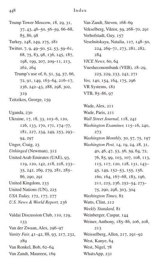 HolisticPsy1's tweet photo. Proof of Collusion:
How Trump Betrayed America 

By SethAbramson 

This book is so loaded with facts about the ties between 🔴#TrumpRussia and his 🔴#TreasonTeam
 
Four more pages just of the Index:  
S, T, U, V, W..

Check it out!

https://t.co/IrrD9gpOEQ https://t.co/WtSKnOgYjN