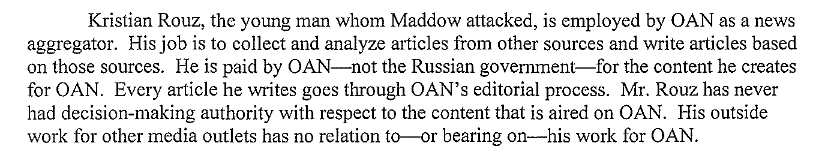 OAN describes the Ukrainian-born Rouz as a "news aggregator," who compiles and writes stories from "other sources." According to OAN, all his work goes through the network's own editorial processes.