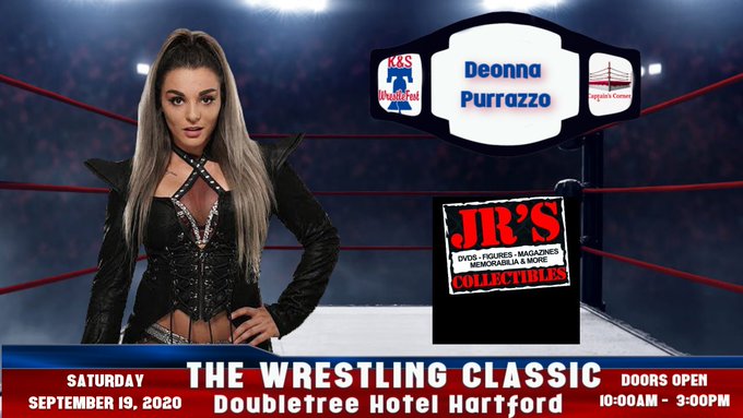 Wrestl_Classic's tweet photo. "The Wrestling Classic" @Wrestl_Classic presented by K&amp;S @KSWrestleFest @CaptinsCorner Captain's Corner on Saturday, Sept 19 at the DoubleTree by Hilton Hartford in Windsor Lock, CT.  @LanceHoyt @NylaRoseBeast @1ReneeMichelle @DeonnaPurrazzo appearing with @wrestlingisJoJo JR's https://t.co/QBymJcpgCi