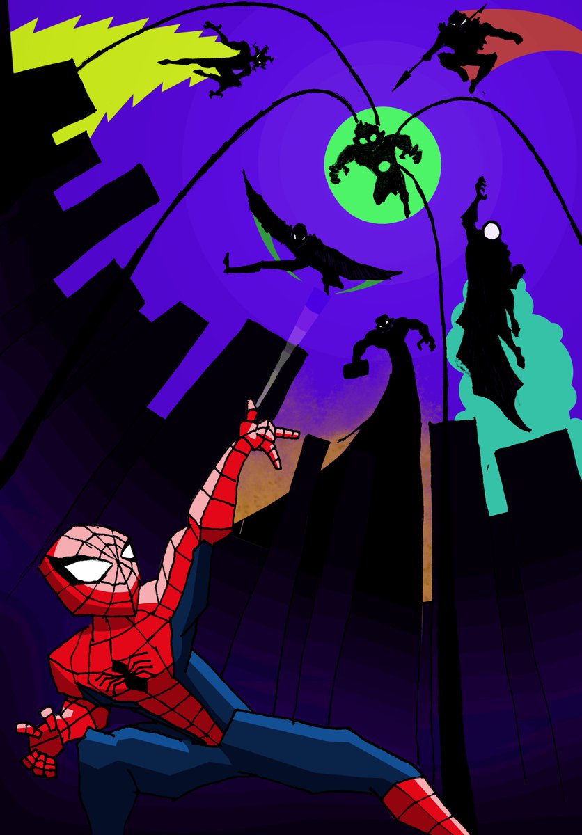 scrillrockart's tweet photo. Here's two variations I made of this one, one is more colour and the other is just   e d g e   because why not
#SpiderMan #SinisterSix #digitalart #ArtistOnTwitter #animation #samau https://t.co/UistTwIEw3