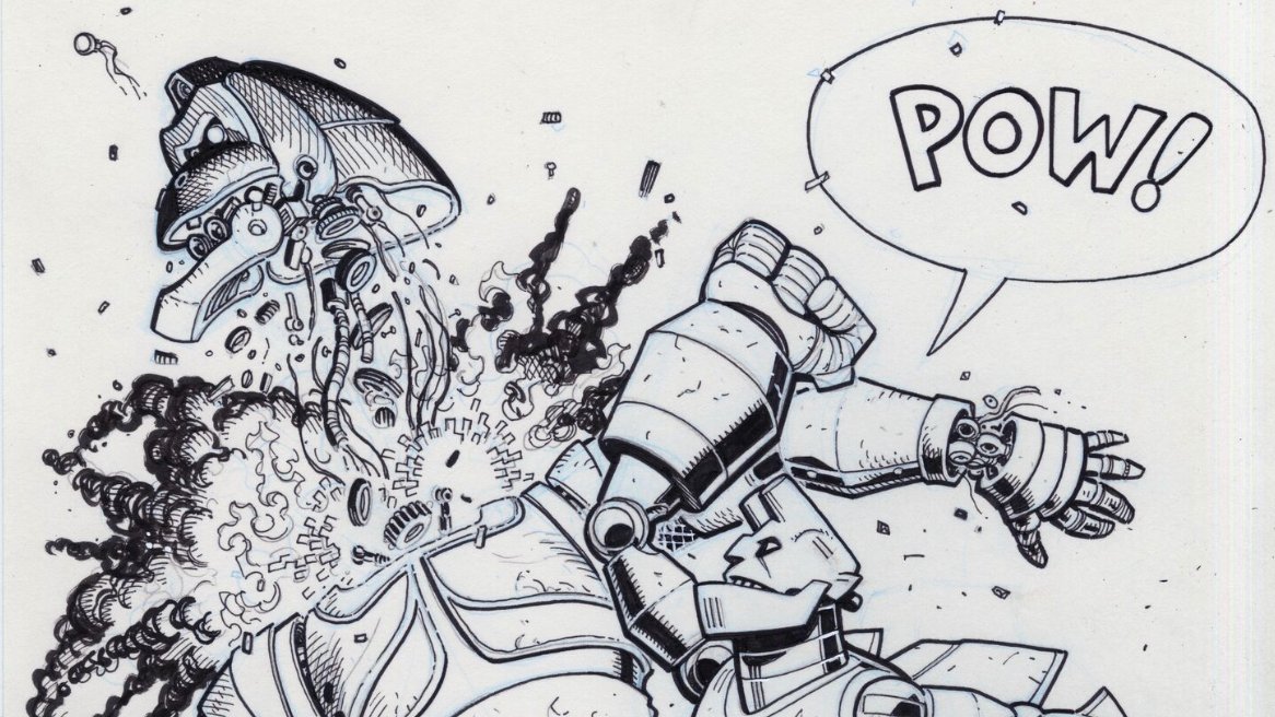 This @eBay original art charity auction to support @chefjoseandres's @WCKitchen features 2 pieces by @arthuradamsart.

https://t.co/pU7QX4Hm8B
#Batman #Wolverine #Mechagodzilla #Hellboy 