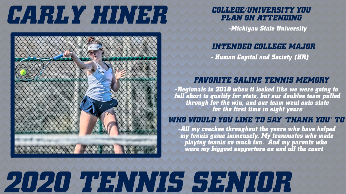 Our final Senior Tennis player is Carly Hiner