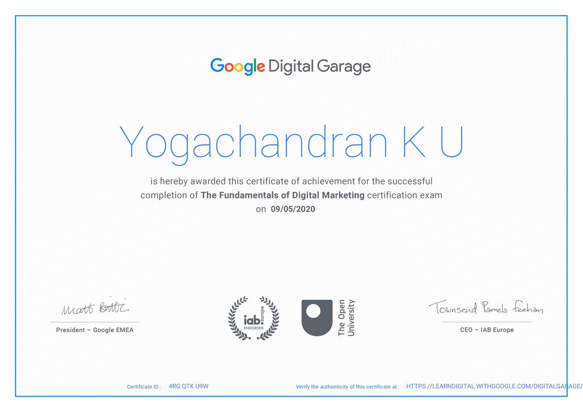 yoghs007's tweet photo. Completed #The_Fundamentals_of_Digital_Marketing from #google_digital_garage 

One more goal completed https://t.co/GGjWS8xjJE