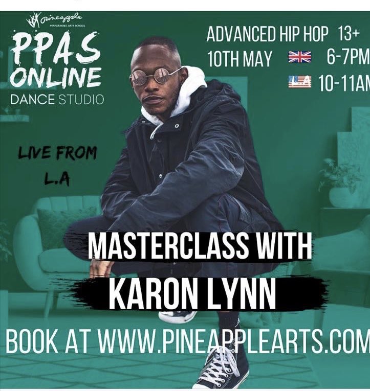pineapplearts's tweet photo. The incredible @KaronLynnTV is our guest for this weeks advanced street dance masterclass! From 6-7 BST He’s Zooming in from LA to give us his amazing class and we can’t wait! Book you slot, (no plane ticket required) to work with this guy! https://t.co/AyfVEtvBDZ #hiphop #OMG https://t.co/zVxoof9GvZ