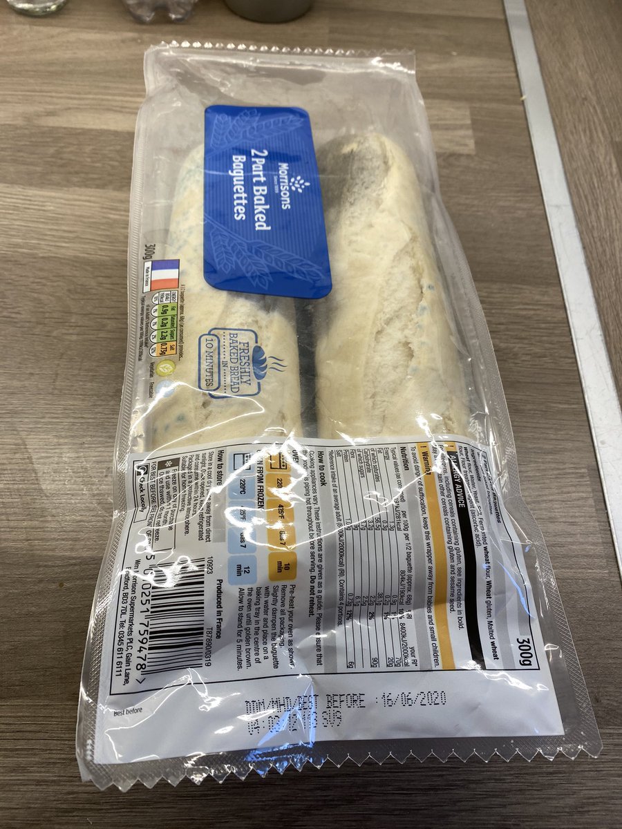 johng73's tweet photo. @Morrisons , part cooked baguettes best before 16/6 and took out tonight and mouldy !!!!! Not good with a month still to run https://t.co/WD516Qo2rK