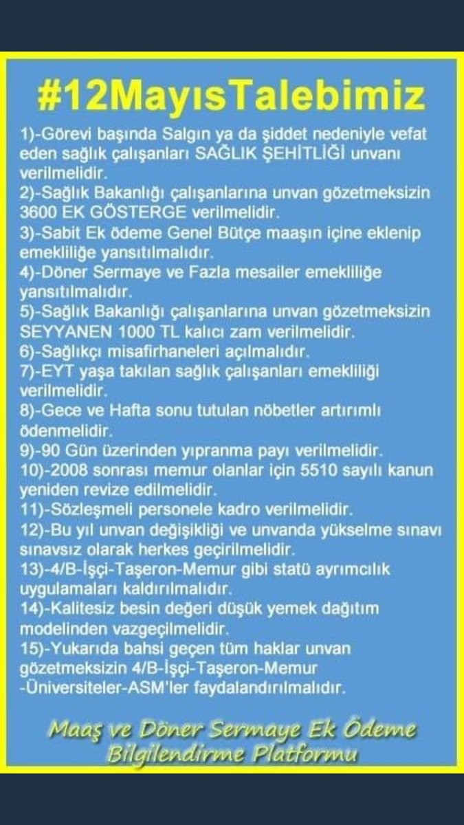 55Ftma's tweet photo. #12MayıstaSağlıkcıHakkınıBekliyor https://t.co/ixyIJpp6Fs