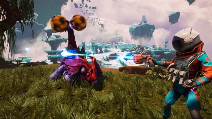 PlayStation's tweet photo. Kindred Aerospace has recruited you to “catalog” alien fauna. Good luck!

Journey to the Savage Planet is 40% off: https://t.co/xJHXnJWePA https://t.co/oov2AyMGsV