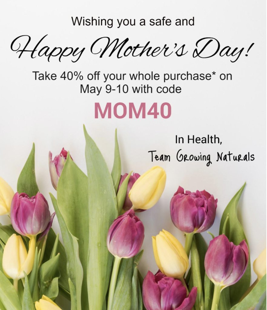 growingnaturals's tweet photo. Happy Mother's Day!
Here's a little something for you from us to show our appreciation. ❤️

(Valid only at https://t.co/cmLP6osC0S. Must be logged into your Growing Groupie account (FREE to set up) for full discount. One-time use per customer May 9-10 only.) https://t.co/KU9POuMOl3