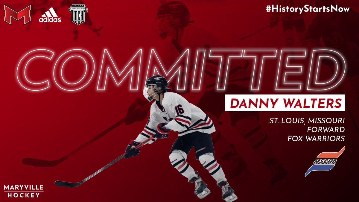 MaryvilleHockey's tweet photo. COMMITMENT ALERT!!! Danny Walters commits to @MaryvilleU  from the Fox Warriors. Welcome to Saints Nation! #HistoryStartsNow #Dawgs https://t.co/r9BHAEyi9Z