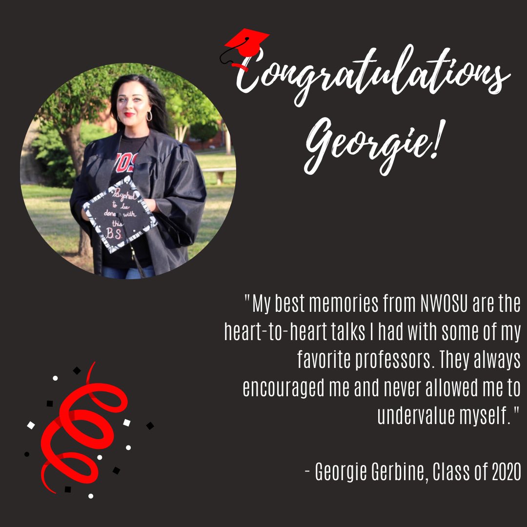 NWOSUSGA's tweet photo. Today’s #ClassOf2020 Senior Spotlight is Georgie Gerbine! We are so happy you chose NWOSU! https://t.co/uC49ww520I