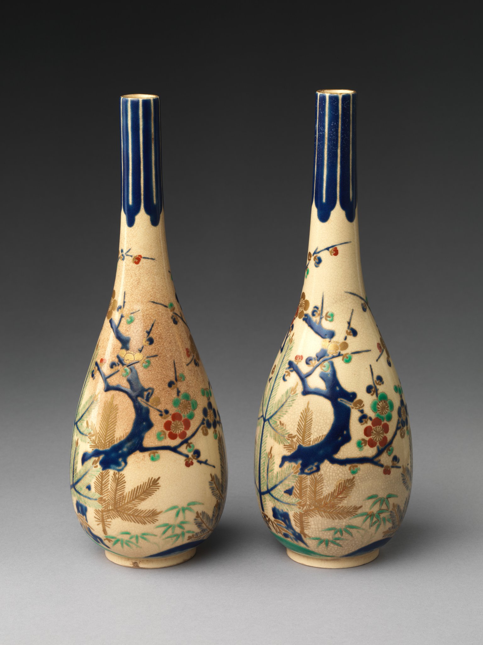 Masterpieces Of Japan Pair Of Sake Bottles With Pine Bamboo And Plum 18th Century Masterpieces Of Japan Pair Of Sake Bottles With Pine Bamboo And Plum 18th Century