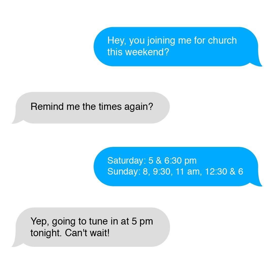 Convos on Saturdays be like... 😎

Invite your people and join us for our NEW SERIES #WholeHearted! #PinelakeChurch