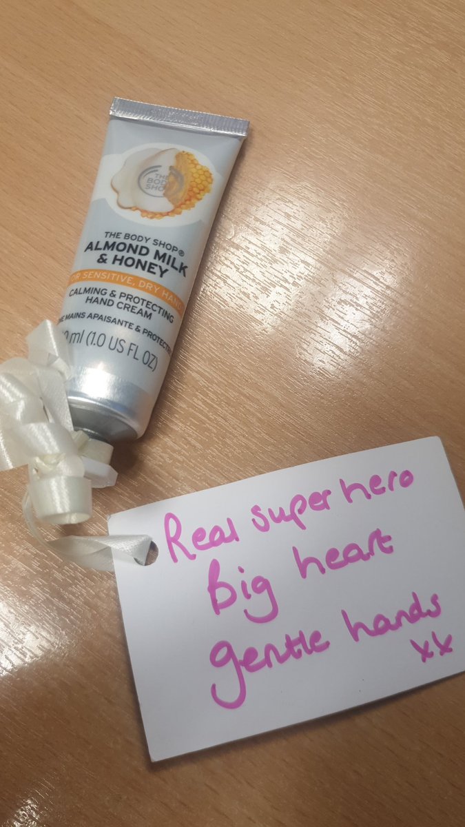 Thanks so much to a local Body Shop rep for dropping hand creams off for our staff with little messages attached. Much appreciated and needed! AP.