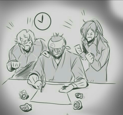 前に描いた3振りの話の回想シーンが好きなのでそこだけ?かわいく描けた☺️ 