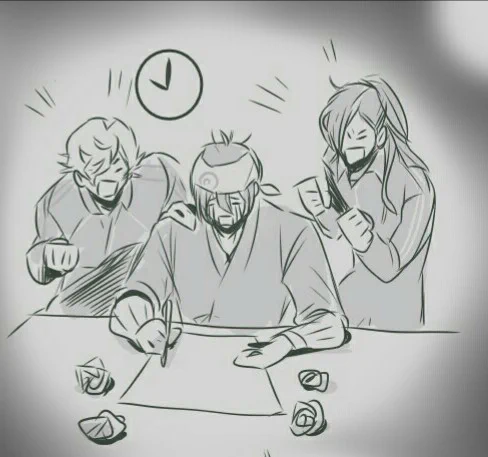 前に描いた3振りの話の回想シーンが好きなのでそこだけ?かわいく描けた☺️ 