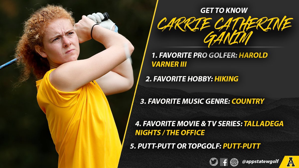 appstatewgolf's tweet photo. #GetToKnow Carrie Catherine Ganim (aka CC), a junior from Greensboro, N.C.
#CharacterProcessResult https://t.co/xsF9qZCl49